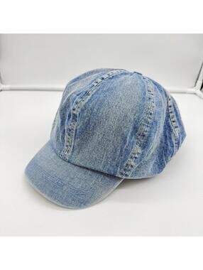 Carapark Denim Cap Washed Blue Distressed Adjustable Streetwear Hat One Size Y2K